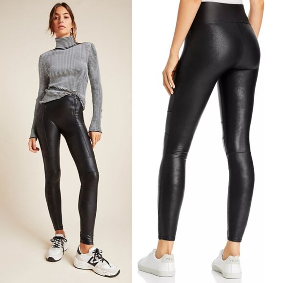 SPANX Faux Leather Hip-Zip Leggings size M - Picture 1 of 16